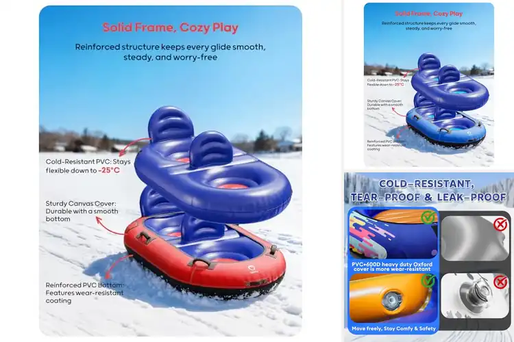 Detailed view of Best Twin Person Snow Tubes With Backrests